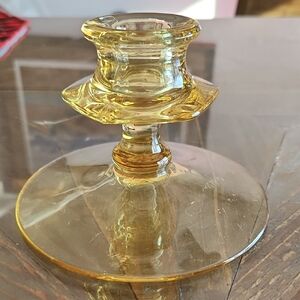 Fostoria Fairfax Small Glass Candleholder Collectible Has Small Defect Topaz